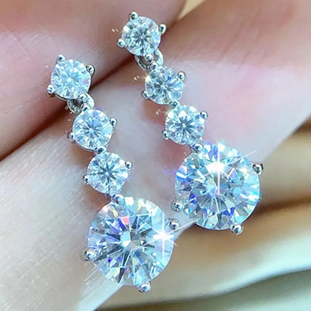 Certified 2.6ct. t.w. Moissanite Diamond Drop Earrings NEW - Picture 1 of 14